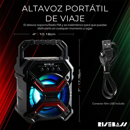 Altavoz Bluetooth Portátil Inalámbrico (con Luces LED)